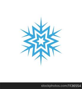 Snowflake vector icon. Blue snowflake on a white background
