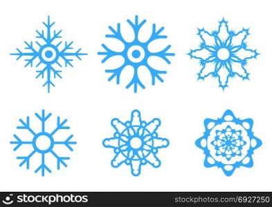 Snowflake Vector Icon. Vector illustration of snowflakes isolated on white background. Christmas icon. Xmas decoration.