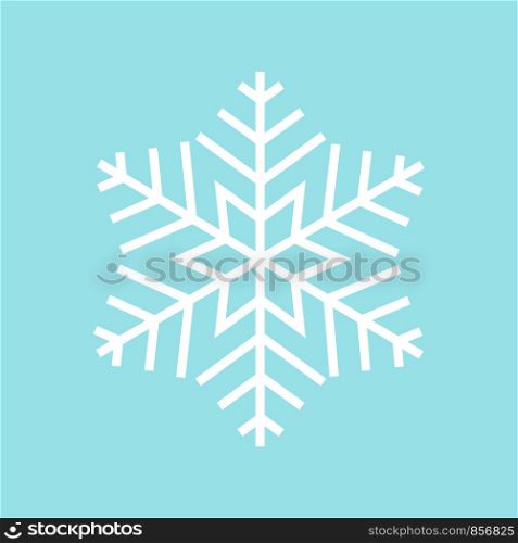 Snowflake - vector icon. White snowflake in blue background.. Snowflake - vector icon. White snowflake in blue background