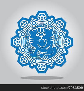 Snowflake with a contour of the Tiger on the Chinese zodiac signs. A card for New year and the invitation to a holiday. Vector illustration