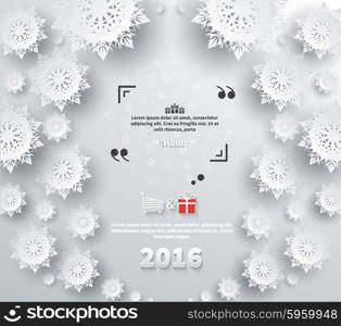 Snowflakes background for winter and new year, christmas theme. Snow, christmas, snowflake background, snowflake winter 2016. Quote bubble, quote marks, quotation marks, quote box, get a quote.