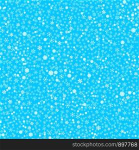 Snowflakes background. Seamless pattern. 5 forms, the effect of space. White elements, blue background. For New Year and Christmas projects. Snowflakes background. Seamless pattern. 5 forms, effect of space. White elements, blue background
