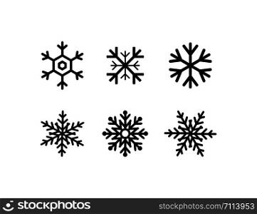 snowflakes collection. black snowflakes isolated on white background. six different snowflakes in flat style for web design. Eps10. snowflakes collection. black snowflakes isolated on white background. six different snowflakes in flat style for web design