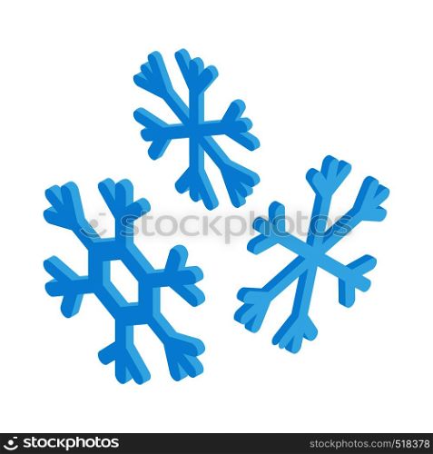 Snowflakes icon in isometric 3d style on a white background. Snowflakes icon, isometric 3d style