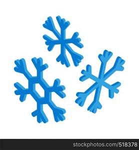 Snowflakes icon in isometric 3d style on a white background. Snowflakes icon, isometric 3d style