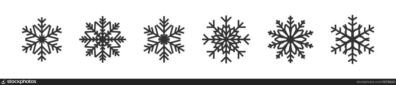 Snowflakes icon. Winter snowflakes. Collection of snowflakes. Vector illustration