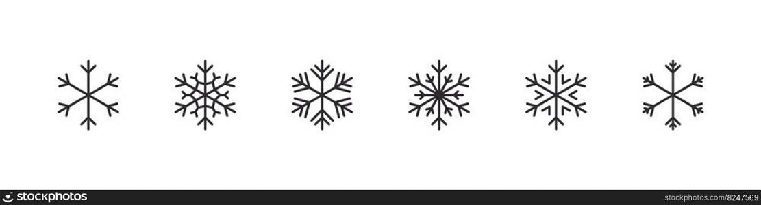 Snowflakes icons. Christmas icons set. Xmas signs. Snow ornament. Vector illustration