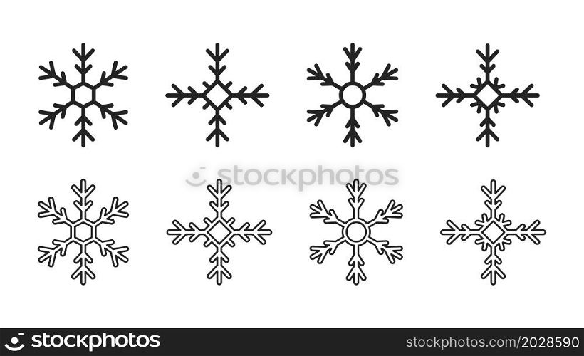 Snowflakes icons set. Winter or Christmas decorations. Vector illustration. Snowflakes icons set. Winter or Christmas decorations. Vector