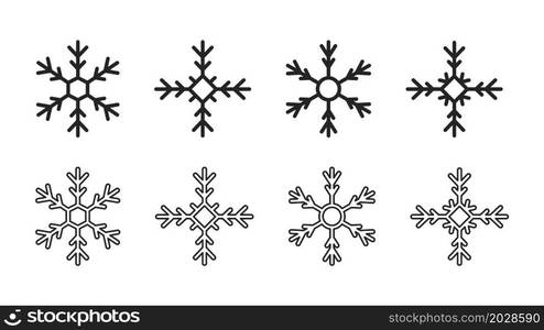 Snowflakes icons set. Winter or Christmas decorations. Vector illustration. Snowflakes icons set. Winter or Christmas decorations. Vector