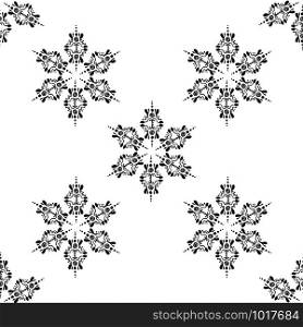 Snowflakes in ethnic style. Seamless pattern. Chess arrangement. For winter, New Year, Christmas projects. Snowflakes in ethnic style. Chess arrangement. Seamless pattern