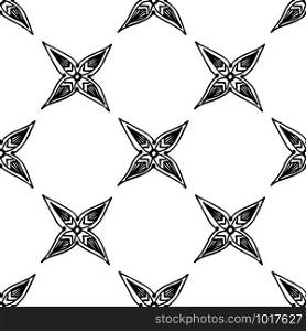 Snowflakes in ethnic style. Seamless pattern. For winter, New Year, Christmas projects. Abstract. Indian, Native American Aztec. Black elements, white background. Ethnic style ornament. Seamless pattern. Abstract. Indian, Native American, Aztec