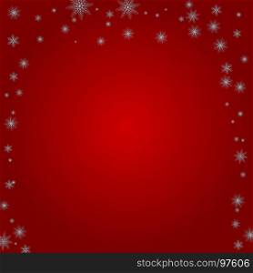 snowflakes on a red background. Red winter abstract background. Christmas background with snowflakes. Vector.