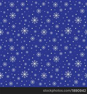 Snowflakes on blue background christmas seamless pattern. Vector illustration.