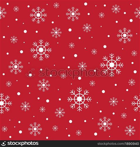 Snowflakes on red background christmas seamless pattern. Vector illustration.