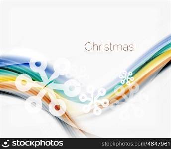 Snowflakes on wave line, Christmas and New Year background. Snowflakes on wave line, Christmas and New Year background or greeting card