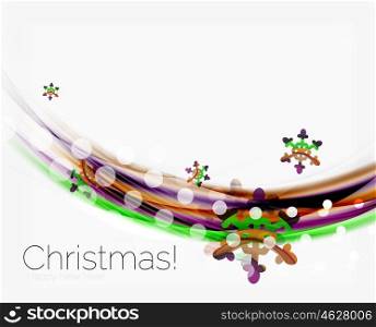 Snowflakes on wave line, Christmas and New Year background or greeting card