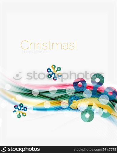 Snowflakes on wave line, Christmas and New Year background or greeting card