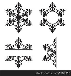 Snowflakes ornament set isolated on white background. Flat winter snow icons, silhouette. Christmas element for fesstive banner, greeting cards. Vector illustration.. Snowflakes ornament set isolated on white background. Flat winter snow icons, silhouette. Christmas element for fesstive banner, greeting cards.