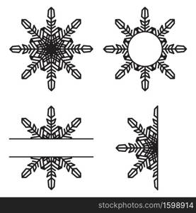 Snowflakes papercut collection isolated on white background. Flat winter snow icons, silhouette. Christmas ornament for fesstive banner, greeting cards. Vector illustration.. Snowflakes papercut collection isolated on white background. Flat winter snow icons, silhouette. Christmas ornament for fesstive banner, greeting cards.