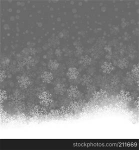 Snowflakes Pattern on Grey Background. Winter Christmas Decorative Texture. Snowflakes Pattern. Winter Christmas Decorative Texture
