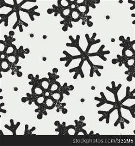 Snowflakes pattern seamless. Stamp textured symbols. Christmas abstract background. Vector illustration.