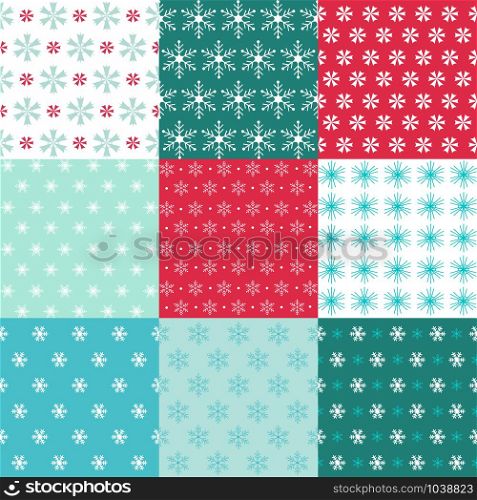 Snowflakes Seamless Background, pattern set