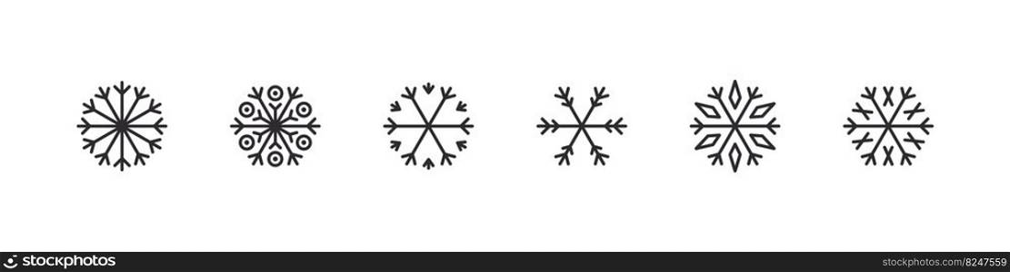 Snowflakes set. Modern christmas snowflakes. Xmas signs. Beautiful snowflakes. Vector icons