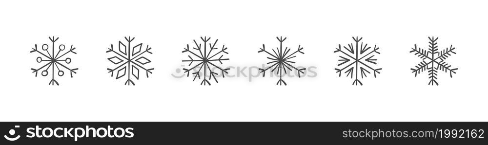 Snowflakes. Set of hand drawn snowflakes. Design elements for christmas and New Year. Vector elements