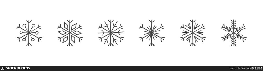 Snowflakes. Set of hand drawn snowflakes. Design elements for christmas and New Year. Vector elements
