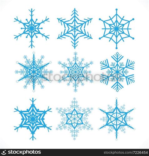 Snowflakes vector design set on white background, decorate vecter illustration.