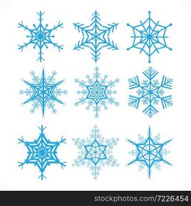 Snowflakes vector design set on white background, decorate vecter illustration.