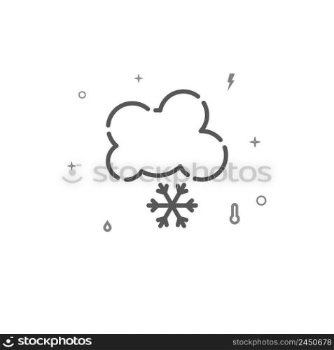 Snowing weather simple vector line icon, symbol, pictogram, sign isolated on white background. Editable stroke. Adjust line weight.. Snowing weather simple vector line icon, symbol, pictogram, sign isolated on white background. Editable stroke