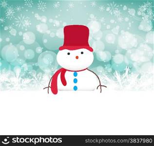 snowman background with snowflakes