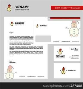 Snowman Business Letterhead, Envelope and visiting Card Design vector template