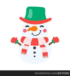 Snowman cartoon vector. Snowballs molded into Snowman. Decorate with winter sweaters for Christmas.