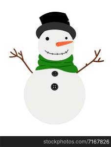 Snowman cartoon vector winter icon isolated on white background. Snowman cartoon winter icon
