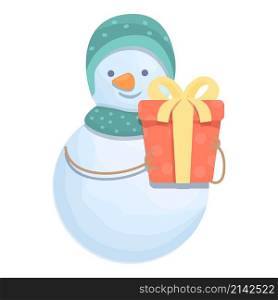Snowman gift box icon cartoon vector. Christmas fun. Xmas card. Snowman gift box icon cartoon vector. Christmas fun