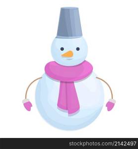 Snowman head bucket icon cartoon vector. Snow man. White ice. Snowman head bucket icon cartoon vector. Snow man