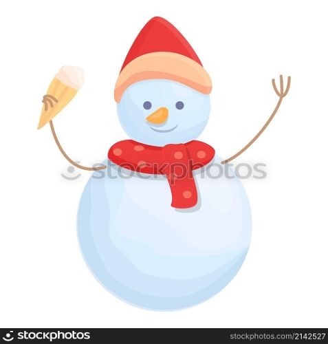 Snowman ice cream icon cartoon vector. Snow man. Winter scarf. Snowman ice cream icon cartoon vector. Snow man