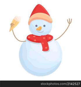 Snowman ice cream icon cartoon vector. Snow man. Winter scarf. Snowman ice cream icon cartoon vector. Snow man