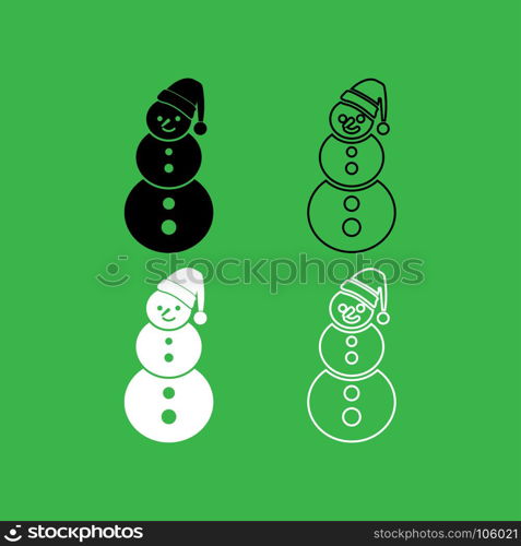 Snowman icon Black and white color set . Snowman icon . Black and white color set .