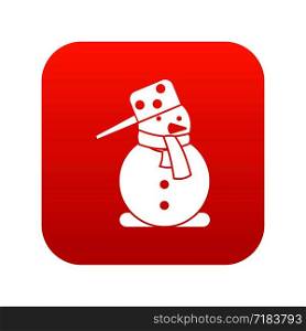 Snowman icon digital red for any design isolated on white vector illustration. Snowman icon digital red