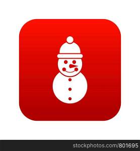 Snowman icon digital red for any design isolated on white vector illustration. Snowman icon digital red
