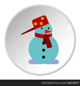 Snowman icon in flat circle isolated vector illustration for web. Snowman icon circle
