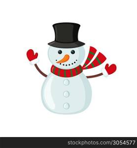 Snowman icon in flat style isolated on white background. Vector illustration.. Snowman icon in flat style.