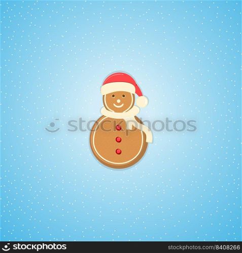 Snowman in a red hat, Christmas sweet cookies.