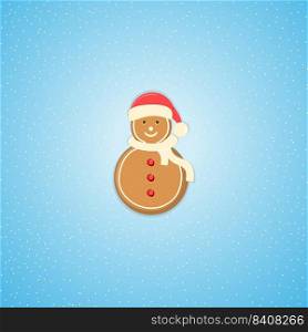Snowman in a red hat, Christmas sweet cookies.