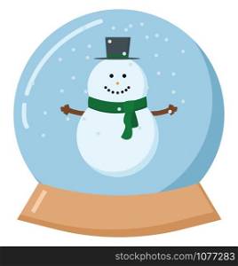 Snowman in snowball, illustration, vector on white background.