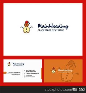 Snowman Logo design with Tagline & Front and Back Busienss Card Template. Vector Creative Design