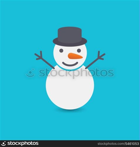Snowman on blue background